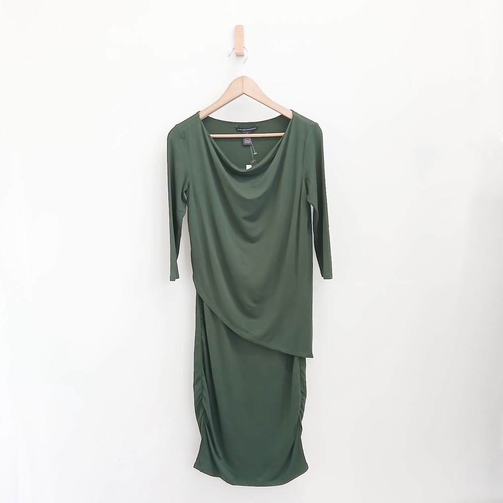 Grace Elements Sheath layered Dress Womens S Green Cowl Neck Ruched  Lagenlook